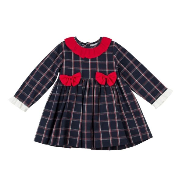 Vestido niña estampado BABY FERR cuadros lazitos rojos