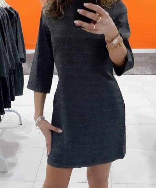 VESTIDO GRIS OSCURO MEDIA MANGA